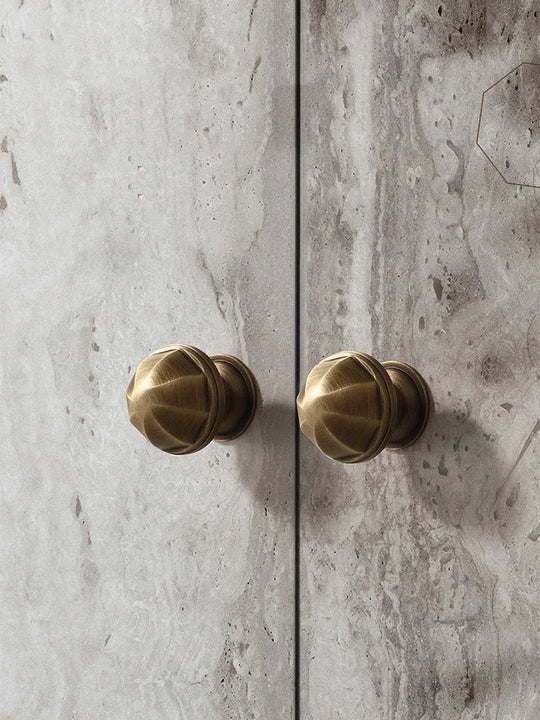 Solid Brass Octagonal Cabinet Knobs – Antique Gold Drawer & Wardrobe Pulls