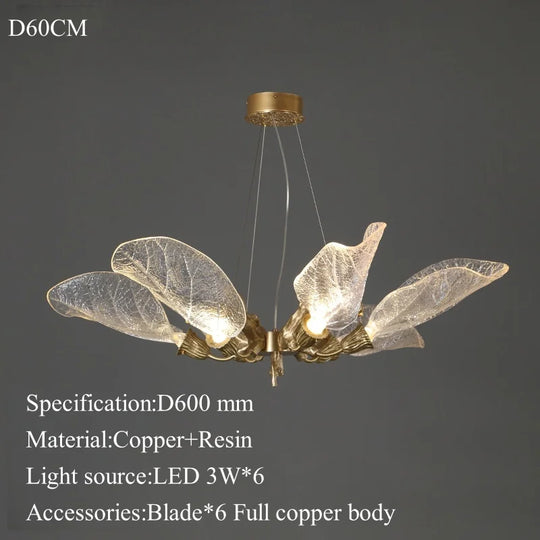 Luxury Copper Branch Chandelier with Artistic Resin Leaves