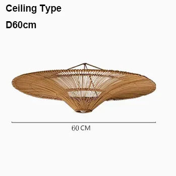 Large Wicker Pendant Lamp – Wabi Sabi Rattan Hanging Light