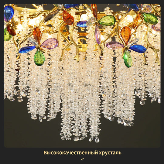Luxury Crystal Flower Chandelier Modern Branch Pendant Ceiling Light