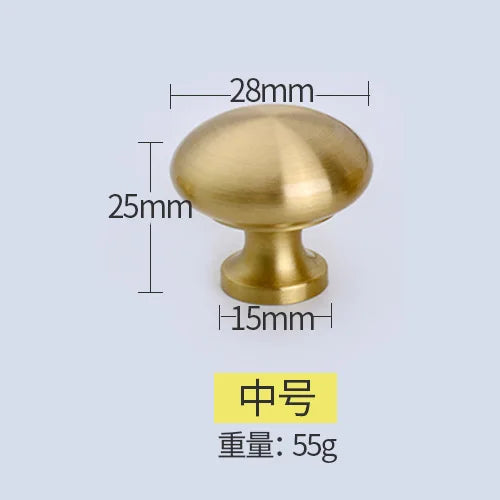 Pure Brass Cabinet Handles – Brushed Gold Single-Hole Knobs