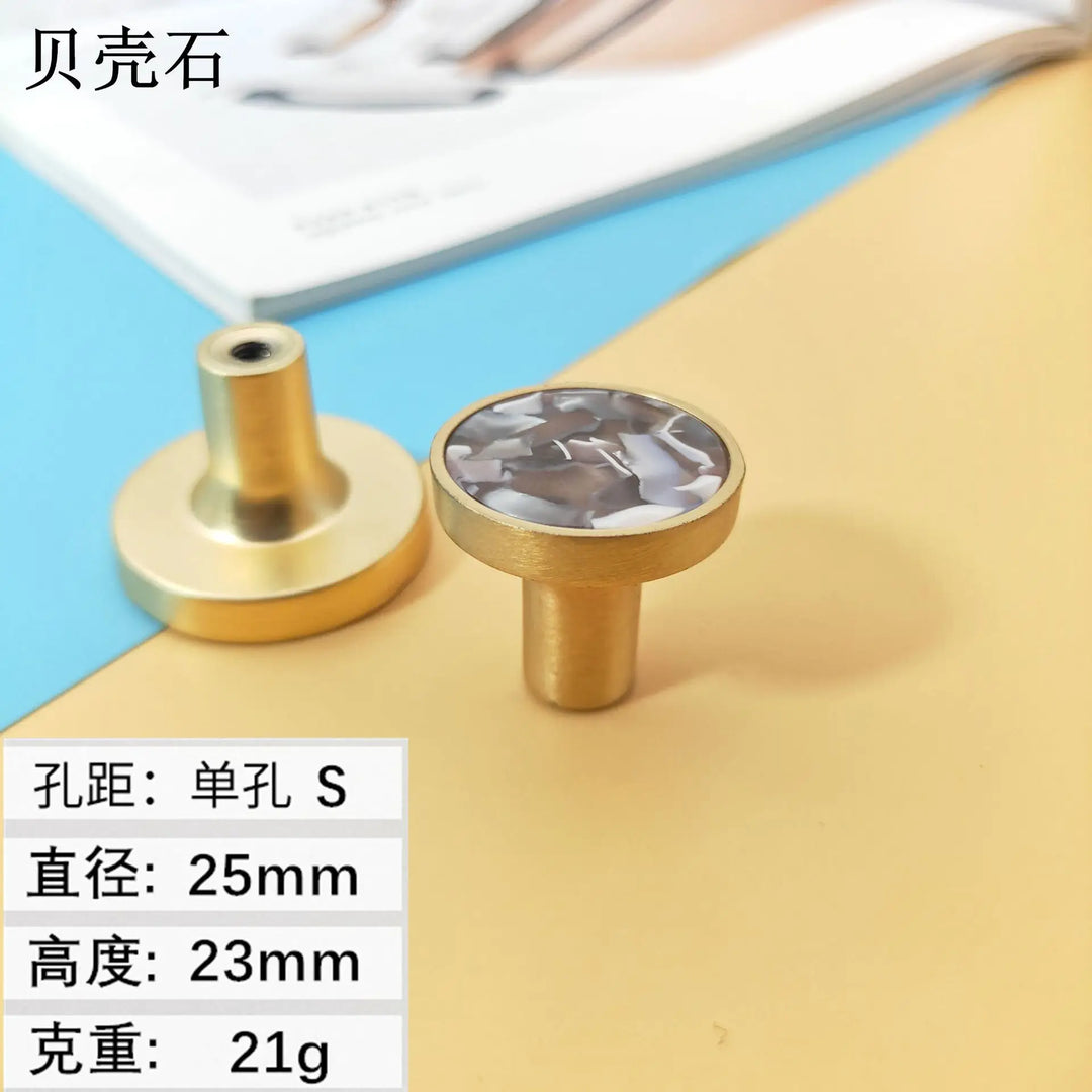 Shell Cabinet Handles – Gold Single-Hole Knobs & Multipurpose Hooks