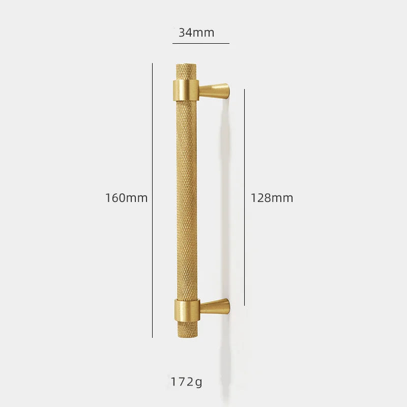Solid Brass Knurled Furniture Handles – Textured Pulls and Knobs for Cabinets and Wardrobes