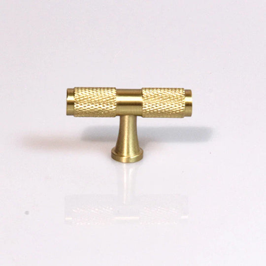 Knurled Brass T-Bar Handles – Modern Cabinet & Cupboard Pulls