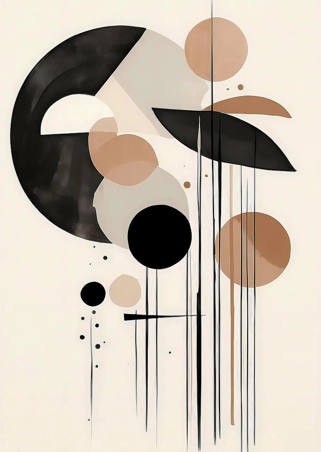 Oriental Zen Botanical Moon Sun Abstract Canvas Wall Art