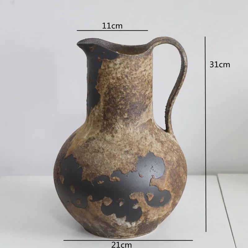 Vintage Dual Ear Coarse Ceramic Vase