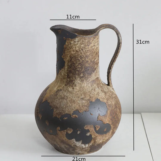 Vintage Dual Ear Coarse Ceramic Vase
