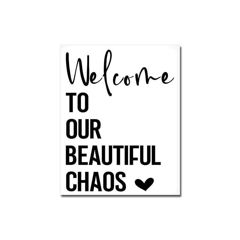 Love Family Home Quote Black White Canvas Wall Art