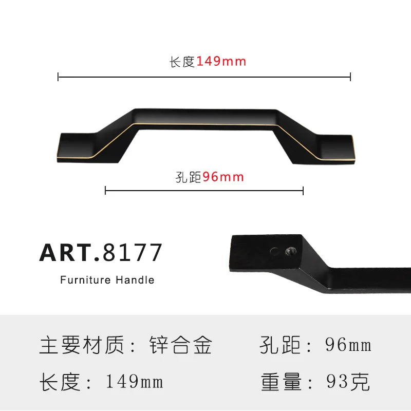 Zinc Alloy Solid Cabinet Door Handles – Modern Minimalist Pulls for Furniture