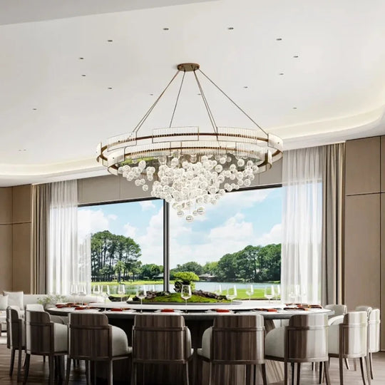 Designer Bubble Glass Chandelier with Wind-Chime Cluster Lighting