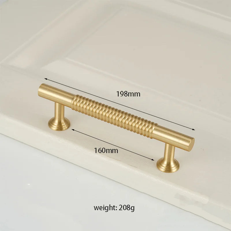 Textured Brass Handles – Satin Gold Spiral Pulls for Furniture