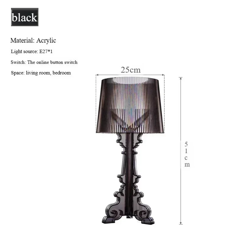 Transparent White Baroque Ghost Table Lamp for Bedroom & Living Room
