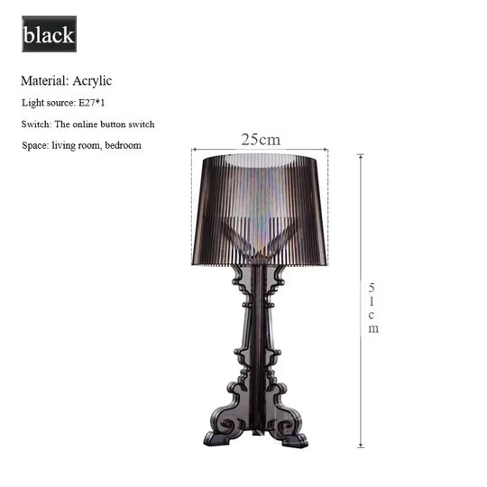 Transparent White Baroque Ghost Table Lamp for Bedroom & Living Room