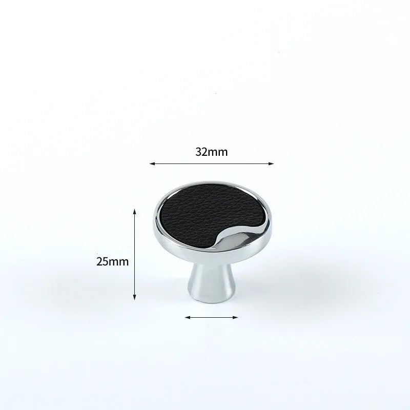 Modern Black and Red Leather Cabinet Handle – Zinc Alloy Pulls for Wardrobes and Cupboards (96mm/128mm)