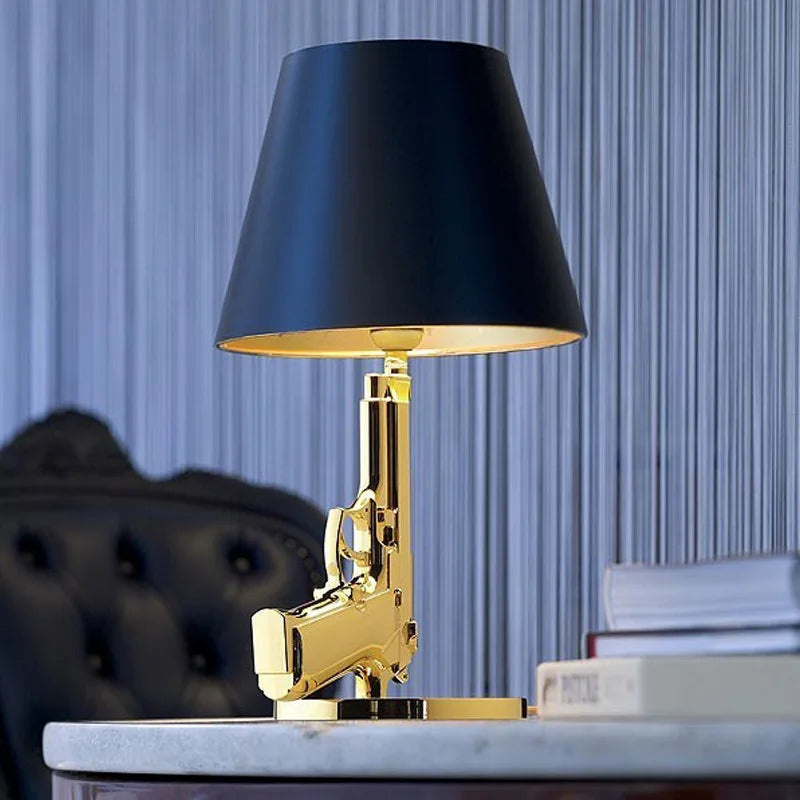 Personality Gold-Plated Gun Table Lamp for Living Room & Exhibition Hall