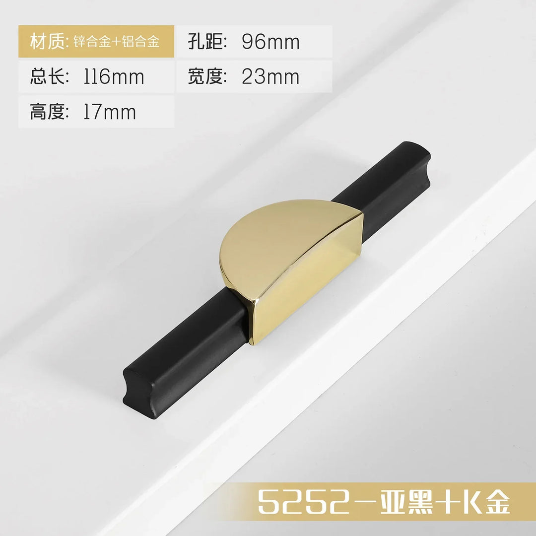 Black and Gold Cabinet Pulls – Double-Color Aluminum Zinc Alloy Handles