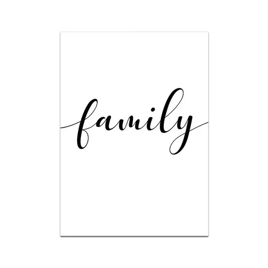 Love Family Word Art Minimalist Canvas Wall Art