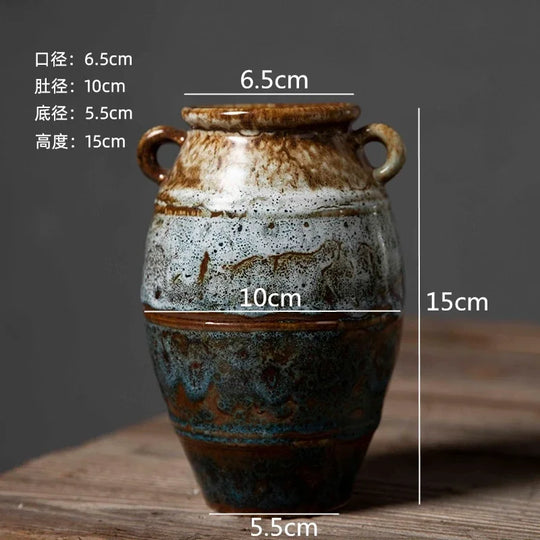 Retro Ceramic Hydroponic Vase for Desktop Flower Arrangement Decor