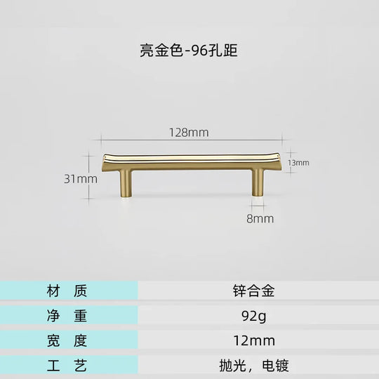 Modern Brushed Gold Cabinet Handles – Zinc Alloy Drawer Pulls