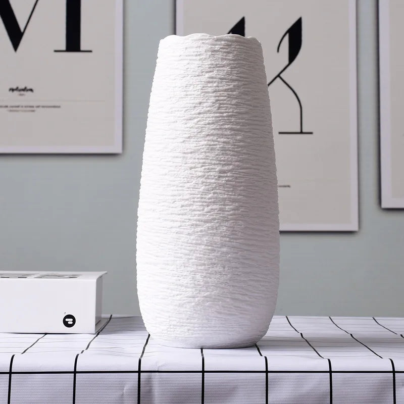 White Ceramic Decorative Vase for Desktop and Shelf Home Decor