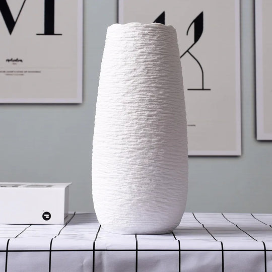 White Ceramic Decorative Vase for Desktop and Shelf Home Decor