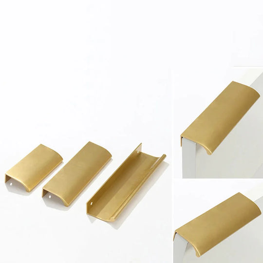 Long Hidden Brass Handles – Invisible Pulls for Cabinets, Drawers, and Furniture (88–400mm)