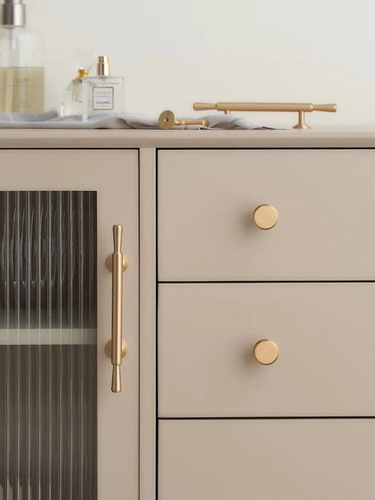Brushed Gold Brass Cabinet Handles – Modern Pulls and Knobs for Furniture (50–280mm)