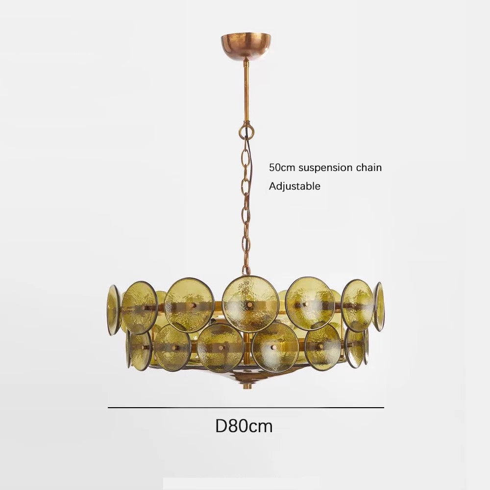 French Retro Colored Glass Pendant Light for Living & Dining Room