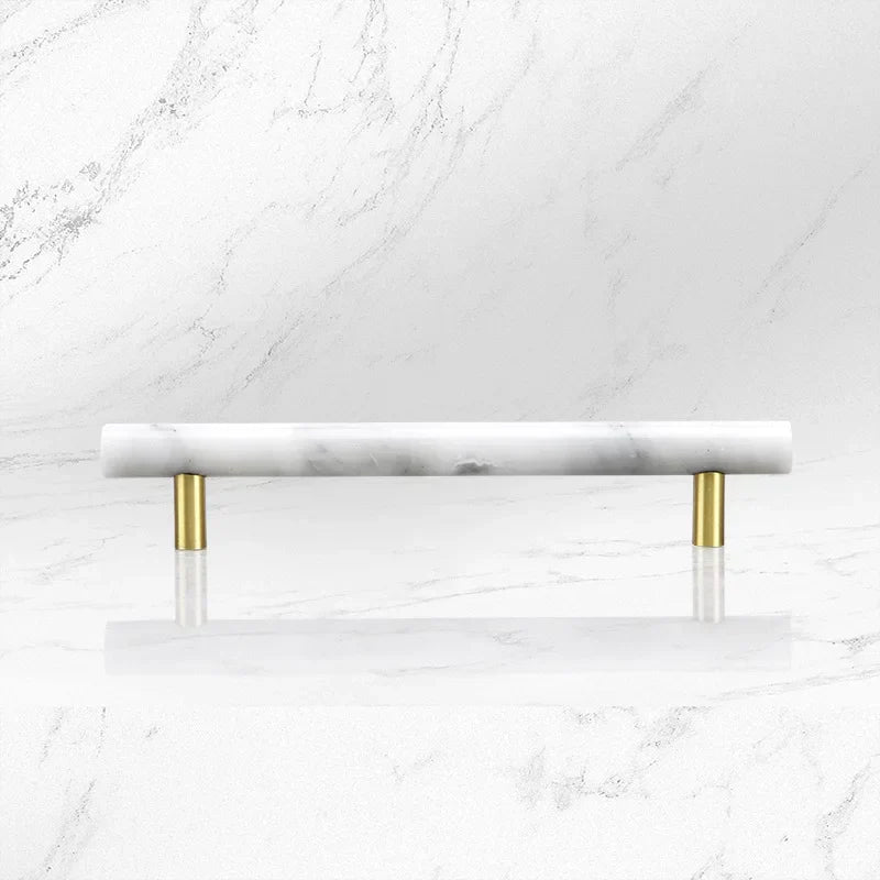 Green and White Marble Cabinet Handles – Luxury Brass-Based Pulls for Furniture (50mm-200mm)