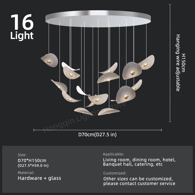Modern Crystal Glass Stair Chandelier – High Ceiling Pendant Light