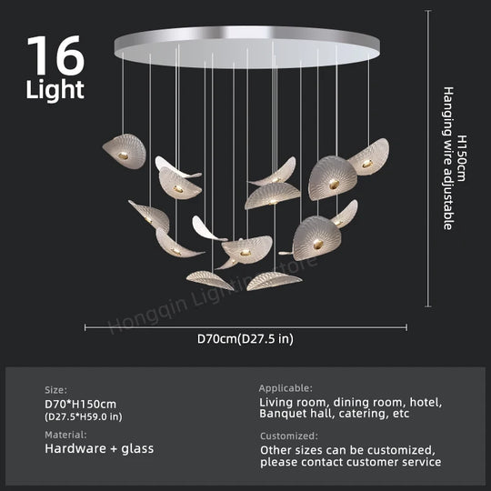 Modern Crystal Glass Stair Chandelier – High Ceiling Pendant Light