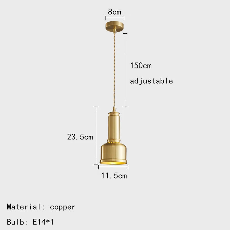 Classical Copper Clear Glass Pendant Light for Dining & Bedroom