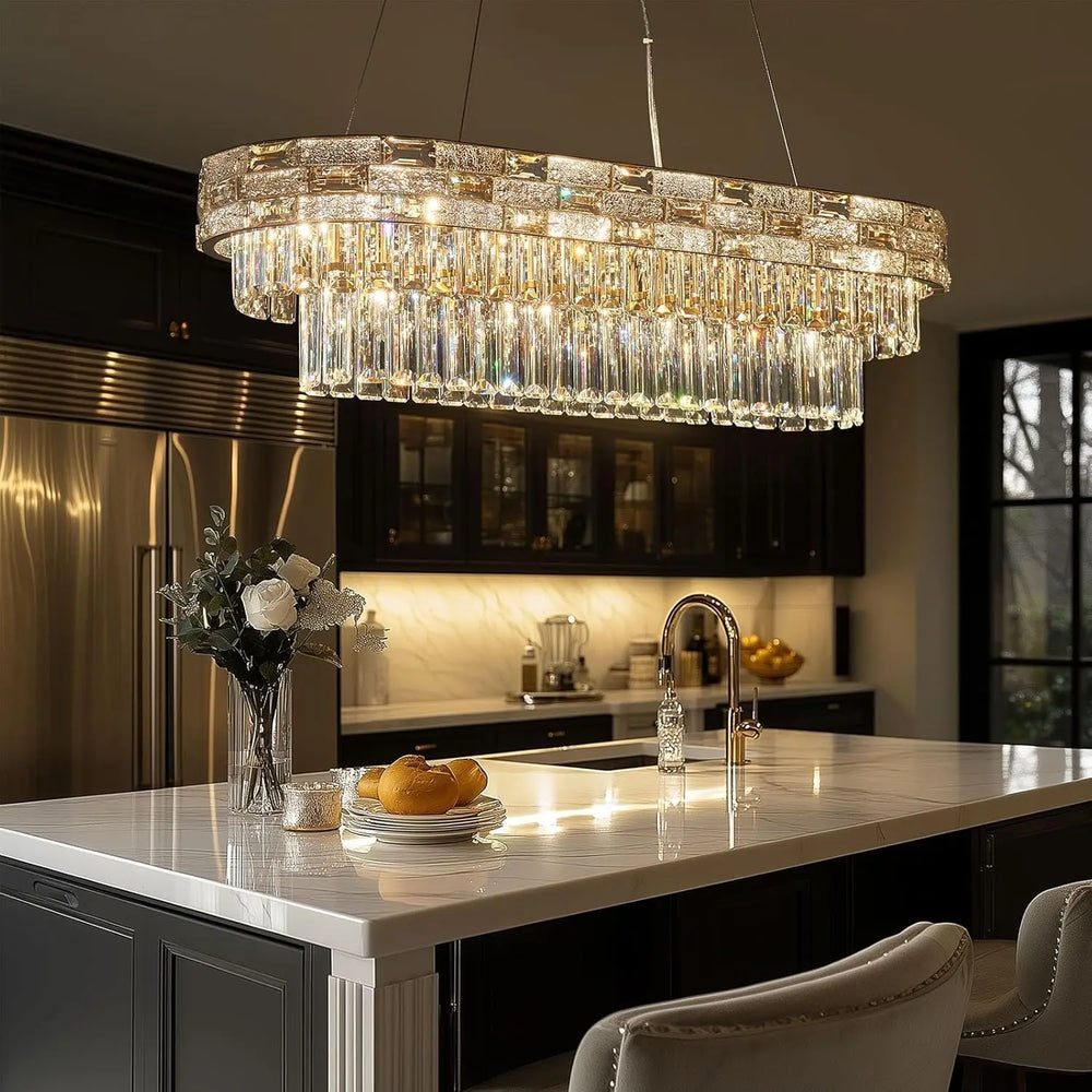 Modern Gold Crystal Chandelier for Dining & Living Spaces