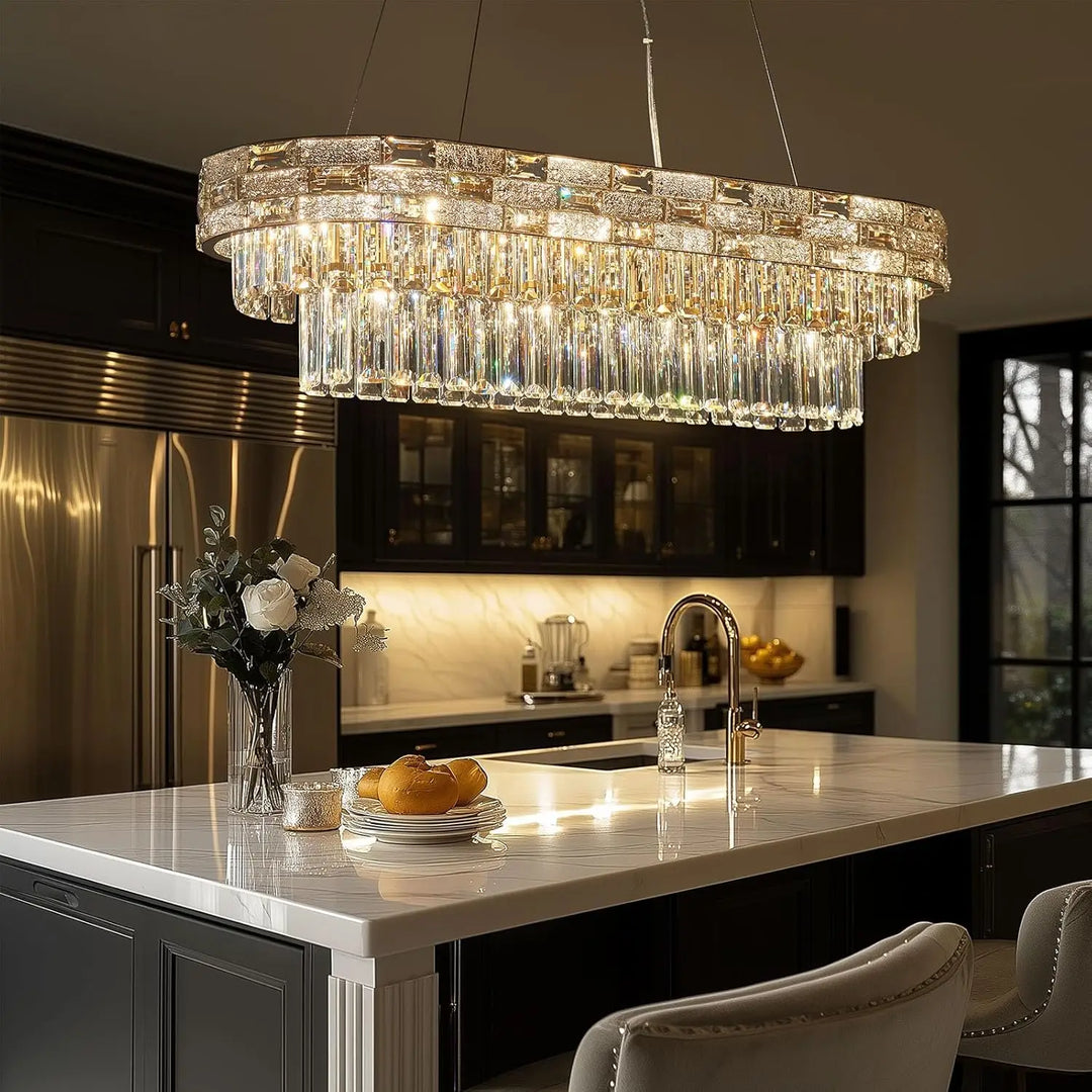Modern Gold Crystal Chandelier for Dining & Living Spaces