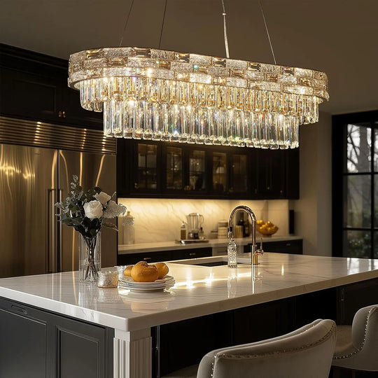 Modern Gold Crystal Chandelier for Dining & Living Spaces