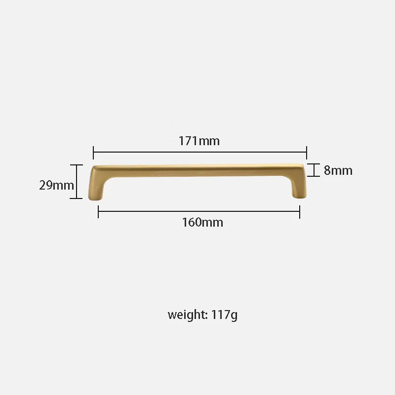 Solid Brass Wardrobe Handles – Modern Bar Pulls for Cabinets and Furniture (106–332mm)