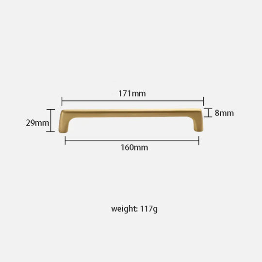 Solid Brass Wardrobe Handles – Modern Bar Pulls for Cabinets and Furniture (106–332mm)