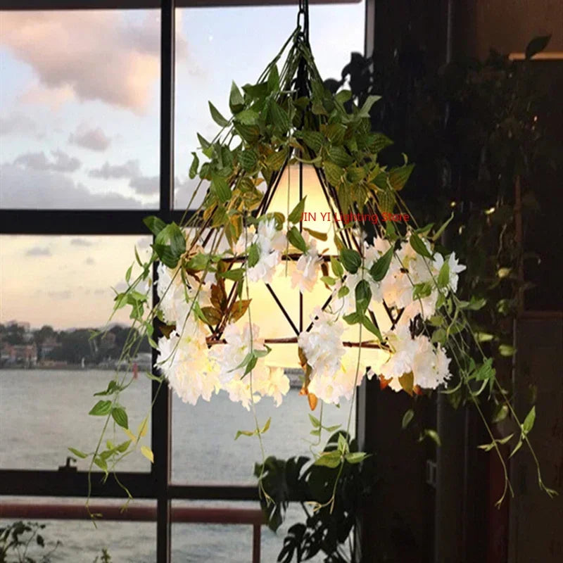 Emily Industrial Cherry Blossom Chandelier – White Pendant Light
