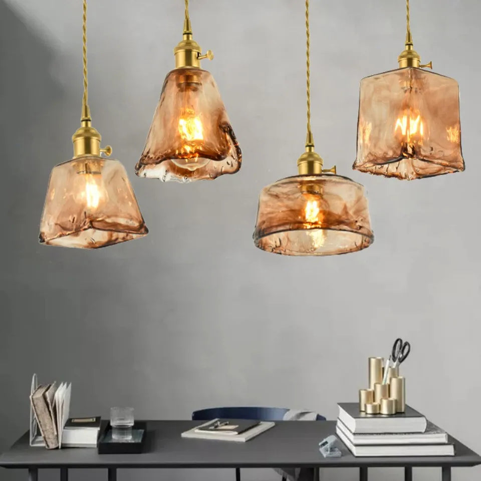 Amber – Nordic Vintage Glass Pendant Light for Bedroom, Café, Bar, and Restaurant