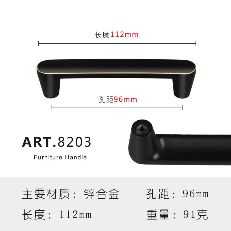 Zinc Alloy Solid Cabinet Door Handles – Modern Minimalist Pulls for Furniture