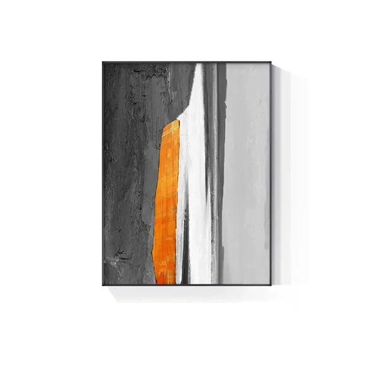Gray Orange Industrial Abstract Canvas Wall Art