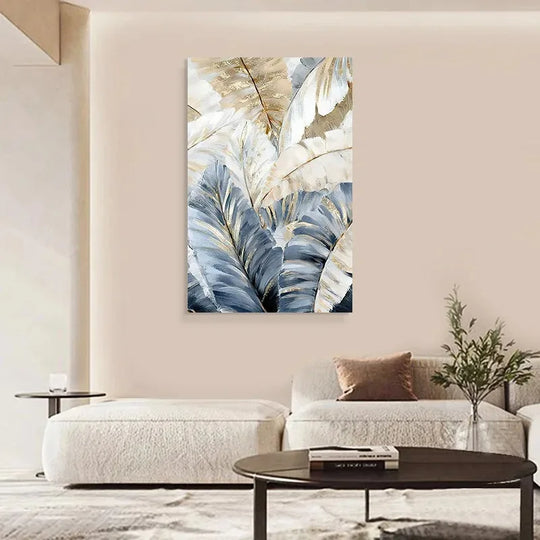 Green Leaves Botanical Abstract Canvas Wall Art