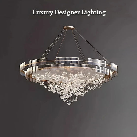 Designer Bubble Glass Chandelier with Wind-Chime Cluster Lighting