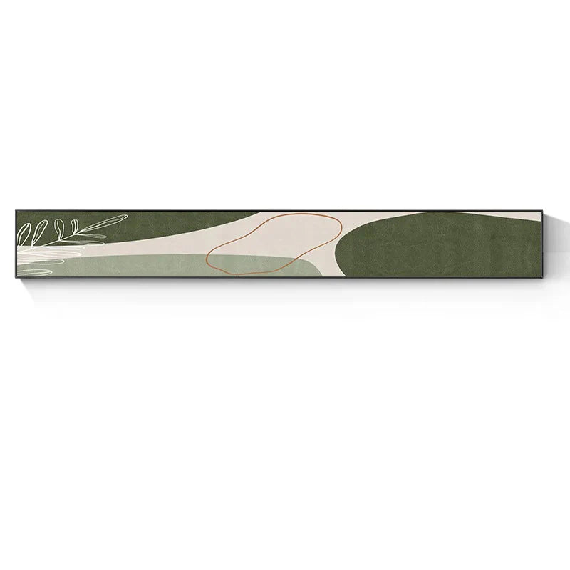 Slim Wide Format Green Beige Abstract Canvas Wall Art