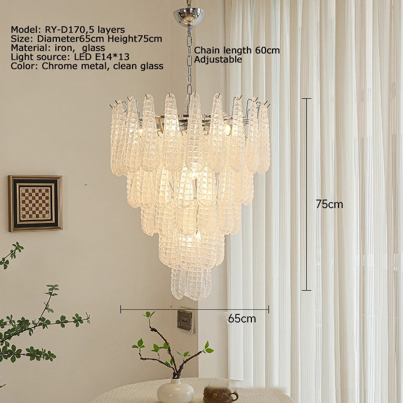 Villa Duplex Handmade Glass Pendant Light – Luxury High-Ceiling Chandelier