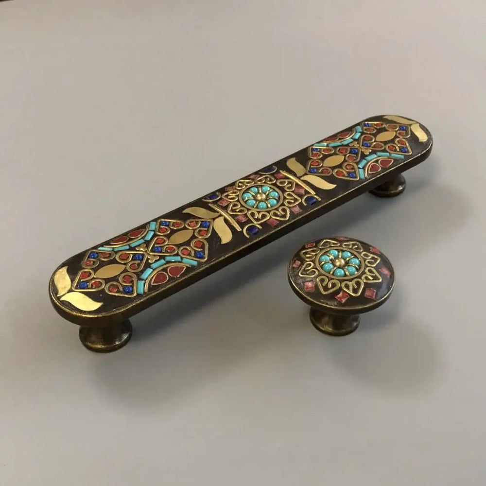 Ethnic Style Brass Art Handles – Vintage Pulls with Artistic Craftsmanship