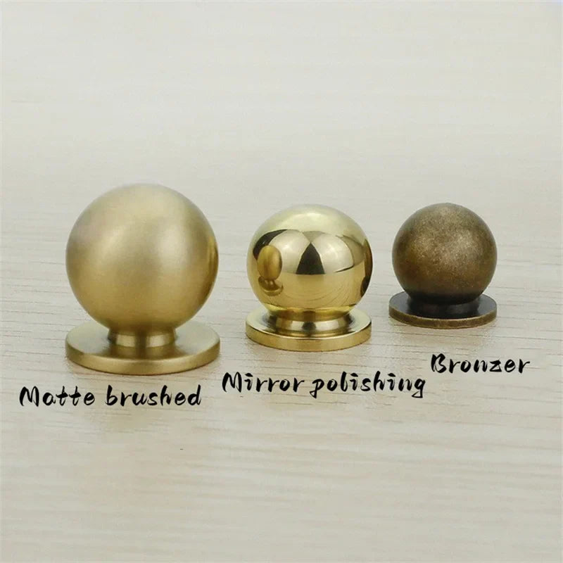 Solid Brass Ball Cabinet Knobs – Vintage Single-Hole Handles