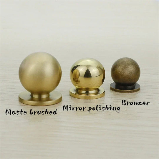Solid Brass Ball Cabinet Knobs – Vintage Single-Hole Handles