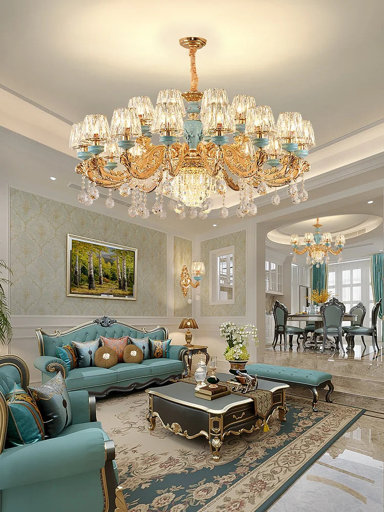 Luxury Umbrella Crystal Chandelier – European-Style Pendant for Villas & Hotels
