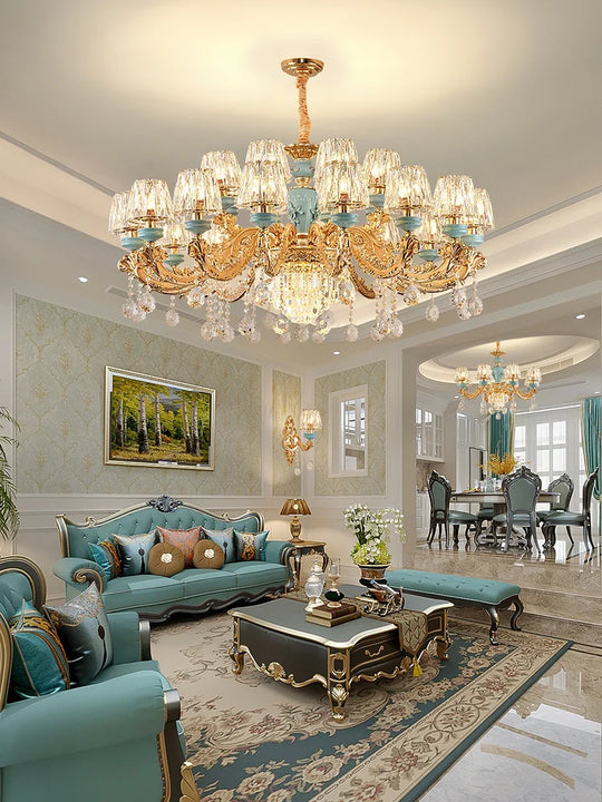 Luxury Umbrella Crystal Chandelier – European-Style Pendant for Villas & Hotels